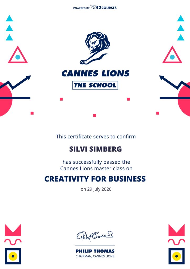 Cannes Lions, Creativity for Business, Silvi Simberg