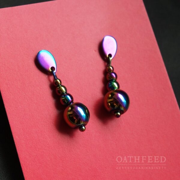 Iridescent Hematine Magnetic Hematite Earrings with Hypoallergic Stainless Steel Hooks