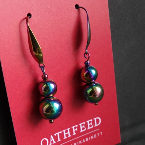 Iridescent Hematine Magnetic Hematite Earrings with Hypoallergic Stainless Steel Hooks