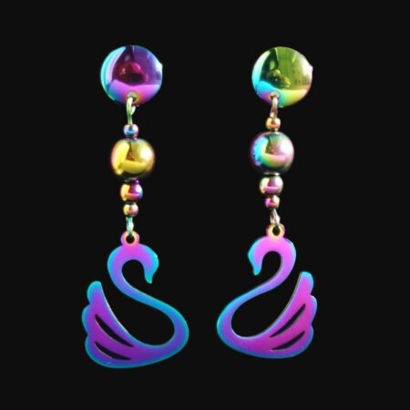 Iridescent Swan Earrings