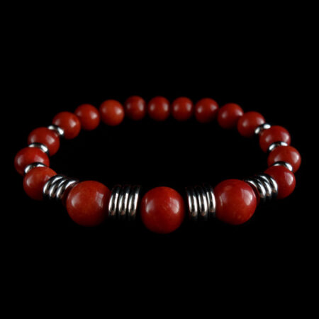 Coral-red-Chalcedony-Bracelet-Dyed-Semi-Precious-Stone-Beads-Hypoallergic-Stainless-Steel-09036-1