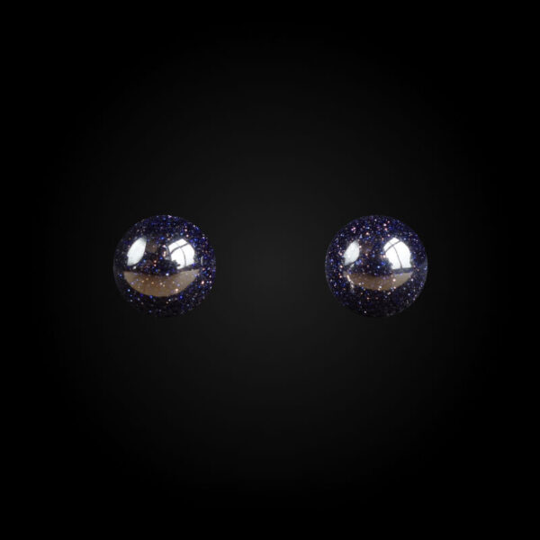 Cosmic Blue Goldstone Stud Earrings Sandstone Glass Beads Hypoallergic Stainless Steel