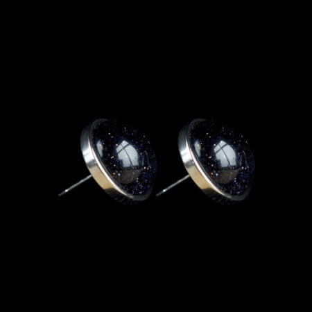 Cosmic Blue Goldstone Stud Earrings