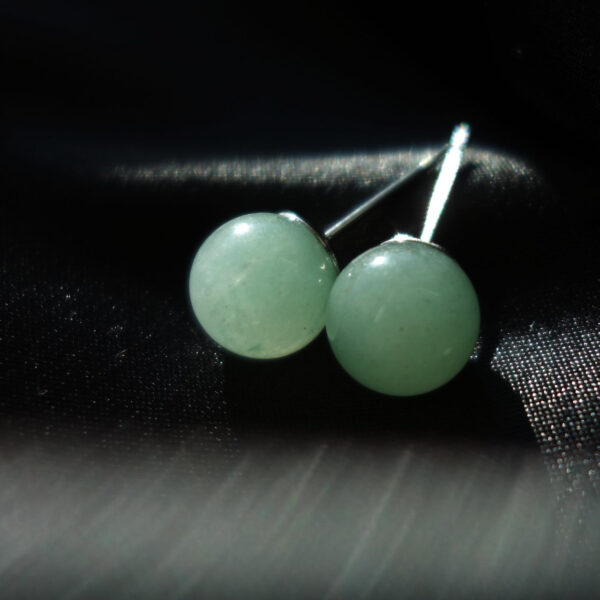 Green Aventurine Stud Earrings Hypoallergic Stainless Steel