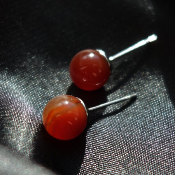 Carnelian Stud Earrings Hypoallergic Stainless Steel