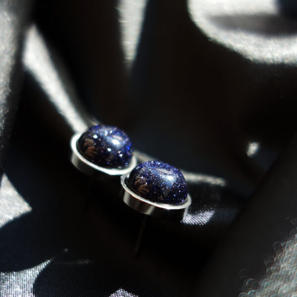 Cosmic Blue Goldstone Stainless Steel Earrings