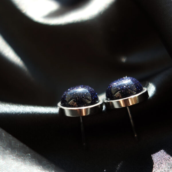 Cosmic Blue Goldstone Stainless Steel Earrings