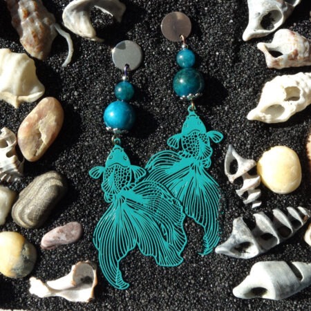 Koi Fish Earrings with Sea Green Chalcedony