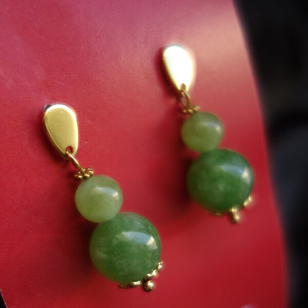 Apple Green Chalcedony Earrings Hypoallergic Stainless Steel