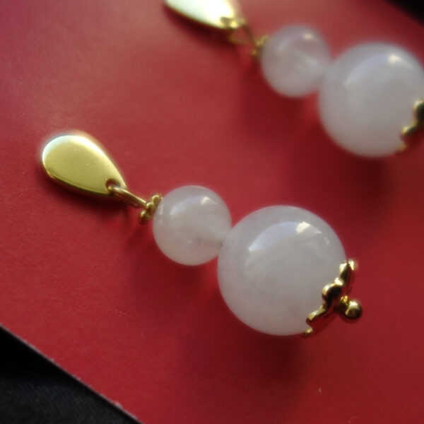 Misty White Chalcedony Earrings Hypoallergic Stainless Steel