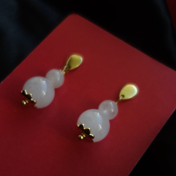 Misty White Chalcedony Earrings Hypoallergic Stainless Steel