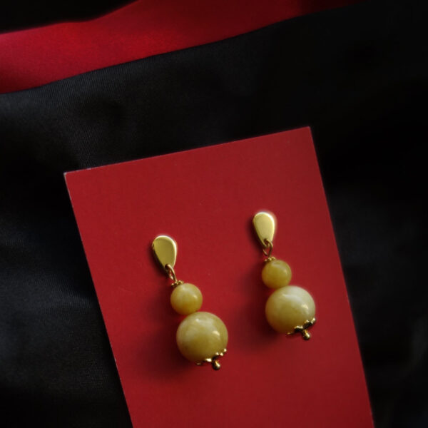 Beeswax Yellow Chalcedony Earrings Hypoallergic Stainless Steel