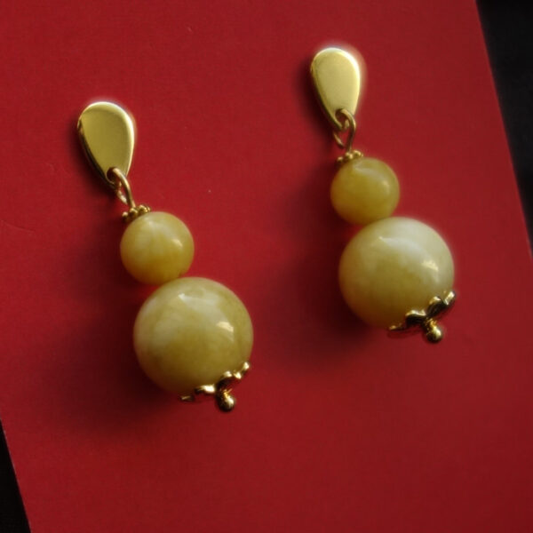 Beeswax Yellow Chalcedony Earrings Hypoallergic Stainless Steel