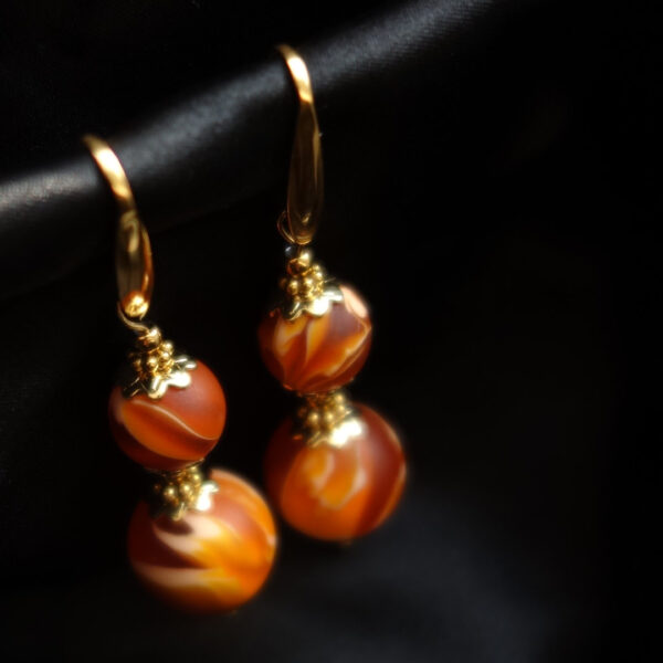 Empress Earrings with Beeswax Amber Hypoallergic Stainless Steel Hooks