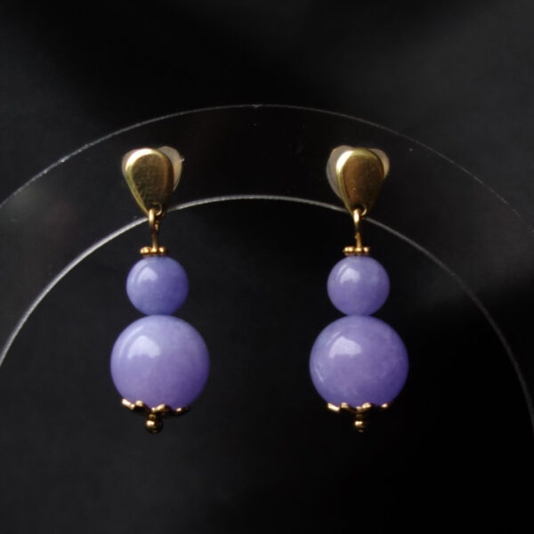 Lilac Chalcedony Earrings Hypoallergic Stainless Steel