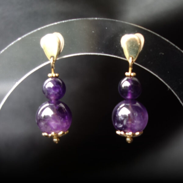 Amethyst Earrings Semi-Precious Stone Hypoallergic Stainless Steel