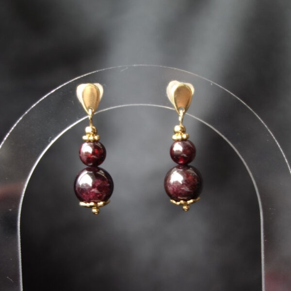 Almandine Garnet Earrings Hypoallergic Stainless Steel