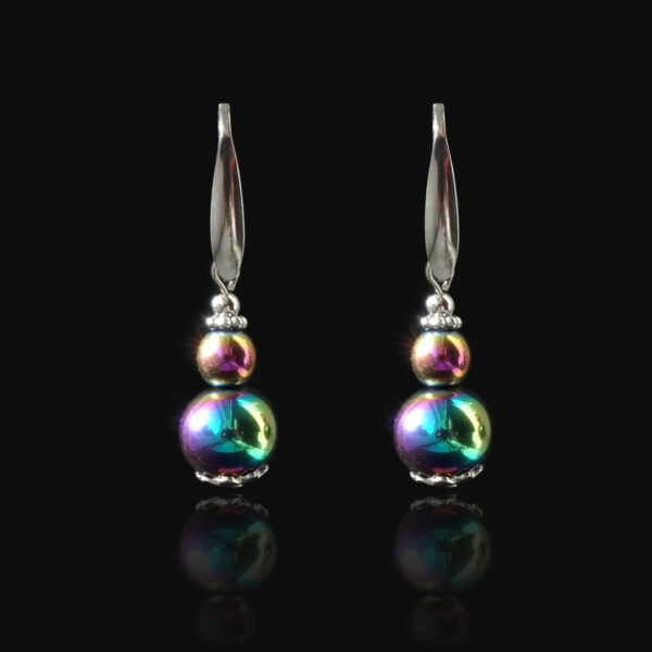 Iridescent Hematine Magnetic Hematite Earrings with Hypoallergic Stainless Steel Hooks