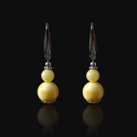 Beeswax Yellow Chalcedony Earrings Hypoallergic Stainless Steel