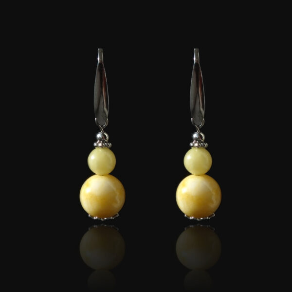 Beeswax Yellow Chalcedony Earrings Hypoallergic Stainless Steel