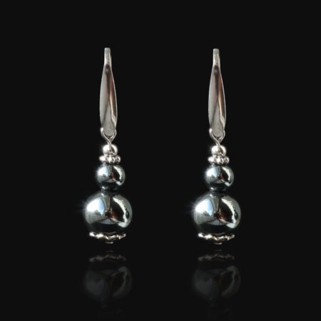 Midnight Silver Hematine Earrings