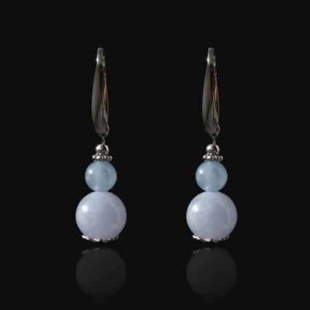 Aquamarine Chalcedony Earrings Semi-Precious Stone Hypoallergic Stainless Steel