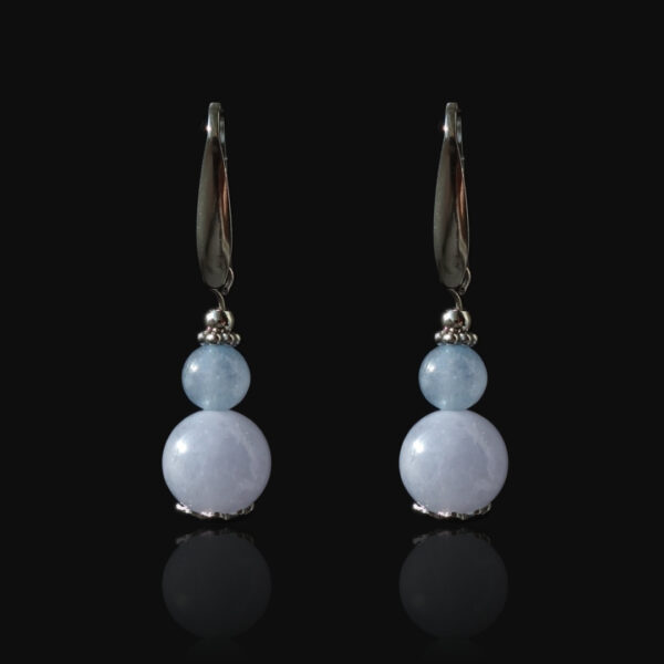 Aquamarine Chalcedony Earrings Semi-Precious Stone Hypoallergic Stainless Steel