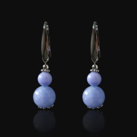 Lilac Chalcedony Earrings Semi-Precious Stone Hypoallergic Stainless Steel