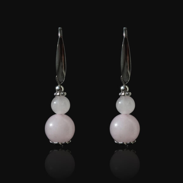 Rose Quartz Earrings Hypoallergic Stainless Steel