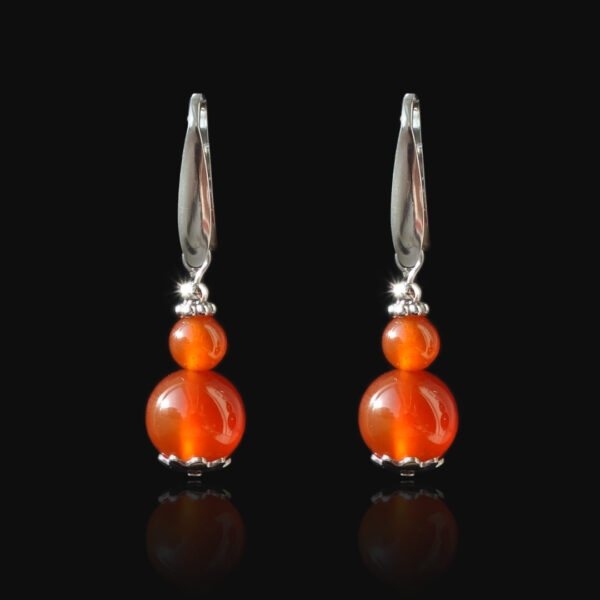 Carnelian Earrings Semi-Precious Stone Hypoallergic Stainless Steel