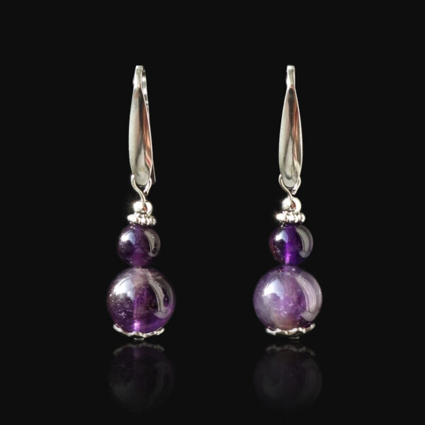 Amethyst Earrings Semi-Precious Stone Hypoallergic Stainless Steel