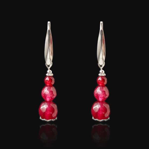 Plum Red Chalcedony Earrings Hypoallergic Stainless Steel