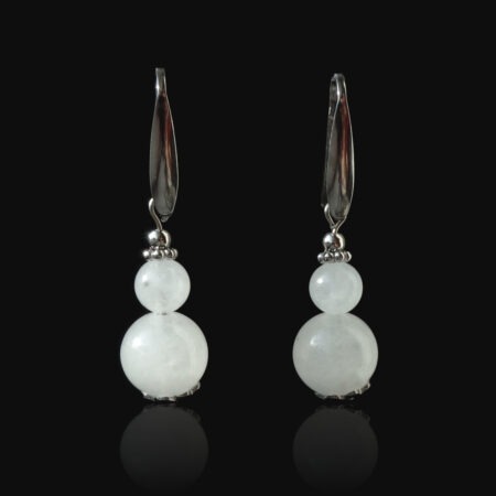 Misty White Chalcedony Earrings Hypoallergic Stainless Steel