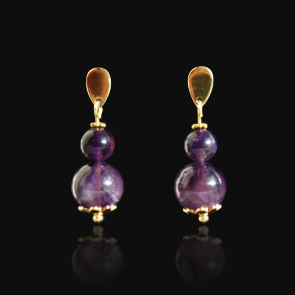 Amethyst Earrings Semi-Precious Stone Hypoallergic Stainless Steel