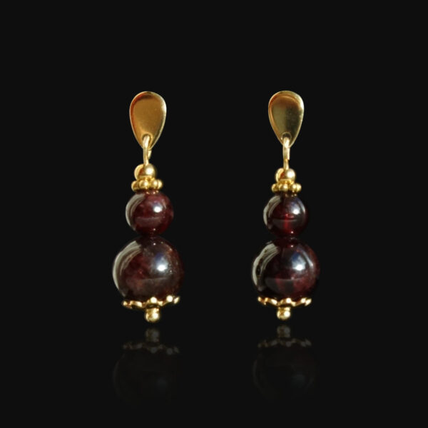 Almandine Garnet Earrings Hypoallergic Stainless Steel