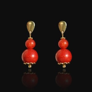 Coral Red Chalcedony Earrings Hypoallergic Stainless Steel