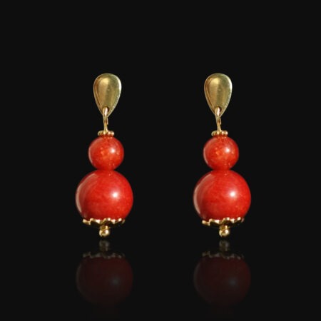 Coral Red Chalcedony Earrings