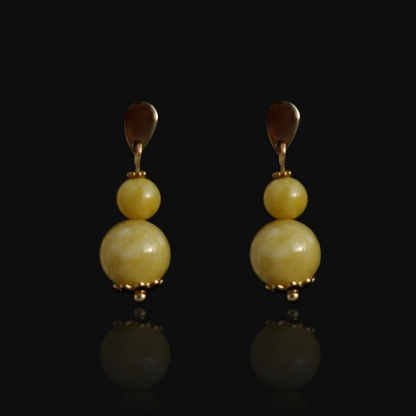 Beeswax Yellow Chalcedony Earrings Hypoallergic Stainless Steel