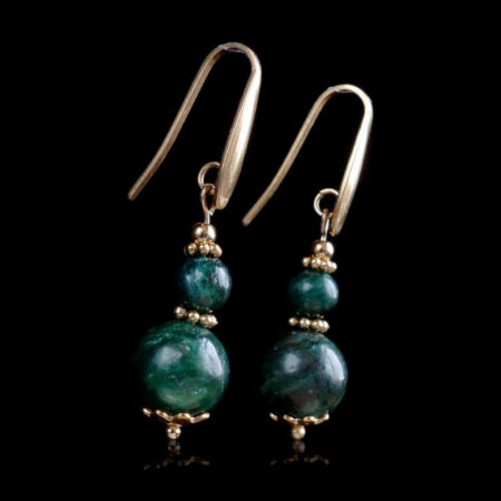 Emerald-in-fuchsite-earrings-semi-precious-stone-beads-hypoallergic-stainless-steel-09023