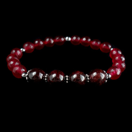 Almandine Garnet & Plum Red Chalcedony Bracelet