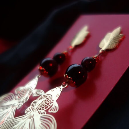 Koi Fish Earrings with Almandine Garnet