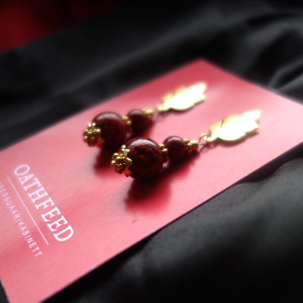 Cinnabar Vermillion Earrings hypoallergic stainless steel hooks