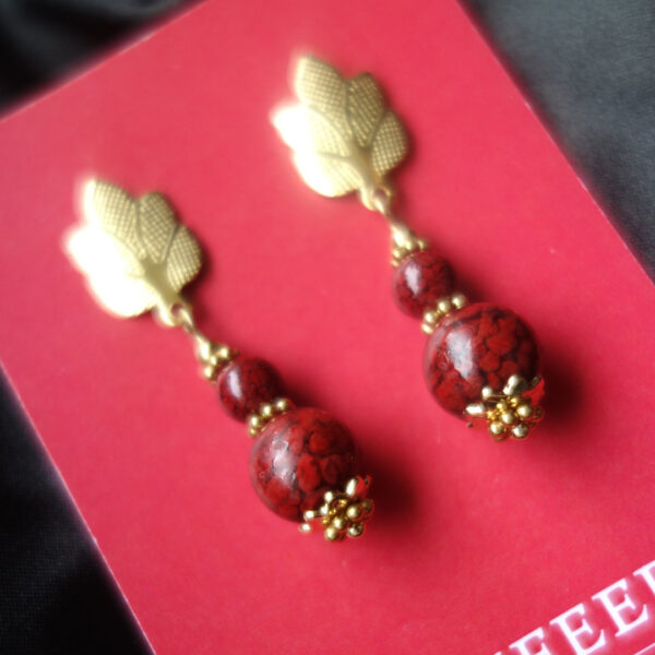 Cinnabar Vermillion Earrings hypoallergic stainless steel hooks