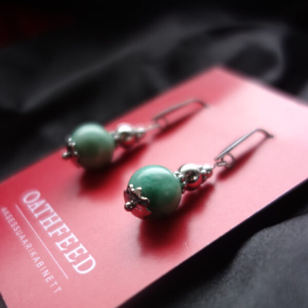 Natural Emerald in Fuchsite Semi-precious gem stone Earrings Hypoallergic Stainless Steel Hooks