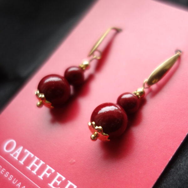 Cinnabar Vermillion Earrings hypoallergic stainless steel hooks