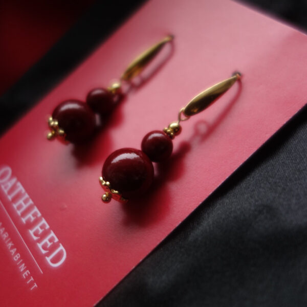 Cinnabar Vermillion Earrings hypoallergic stainless steel hooks