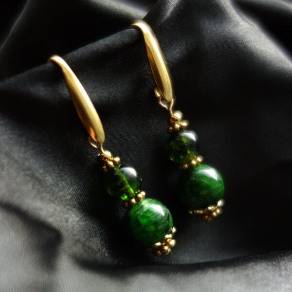 Chrome Diopside semi-precious gemstone Hypoallergic stainless steel hook earrings