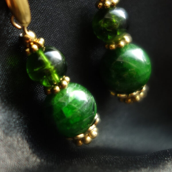 Chrome Diopside semi-precious gemstone Hypoallergic stainless steel hook earrings