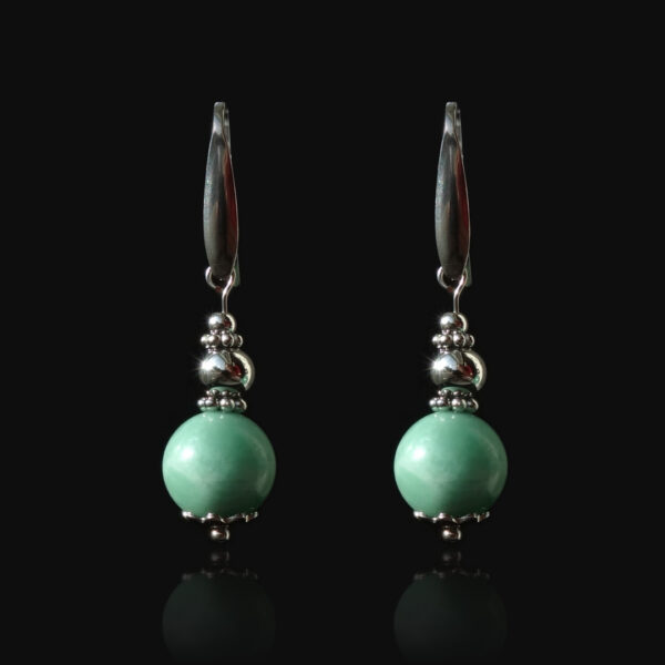 Natural Emerald in Fuchsite Semi-precious gem stone Earrings Hypoallergic Stainless Steel Hooks