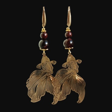 Almandine Garnet Koi Fish Earrings